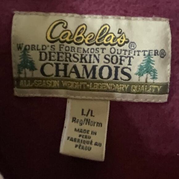 Cabelas Shirt Mens L Deerskin Soft Chamois Flap Pockets Button Down Shirt Casual - Picture 6 of 6